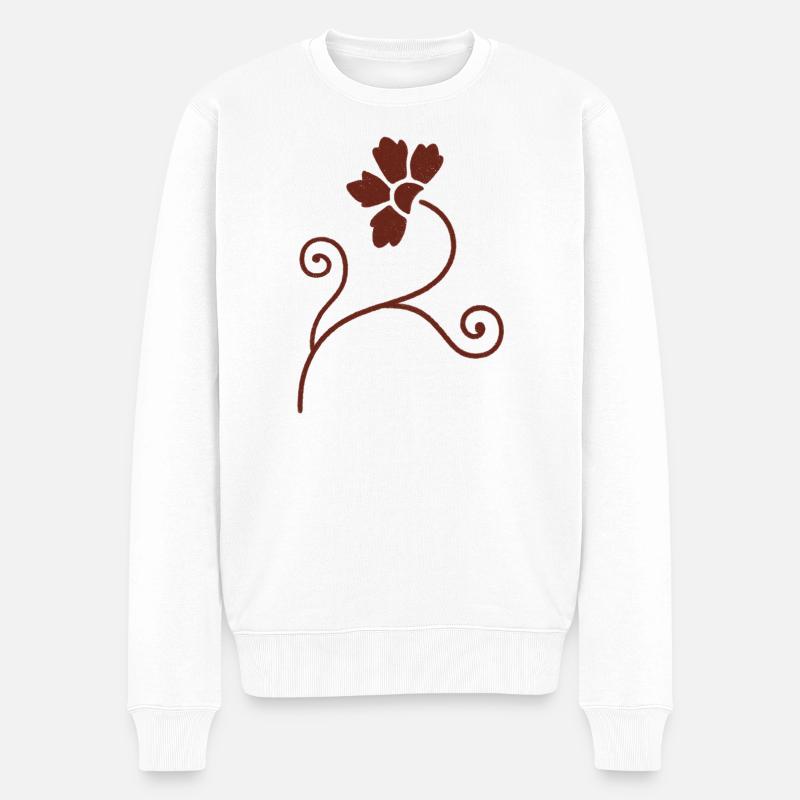 Rustikales Blumenornament - Männer Premium Bio Pullover - Weiß