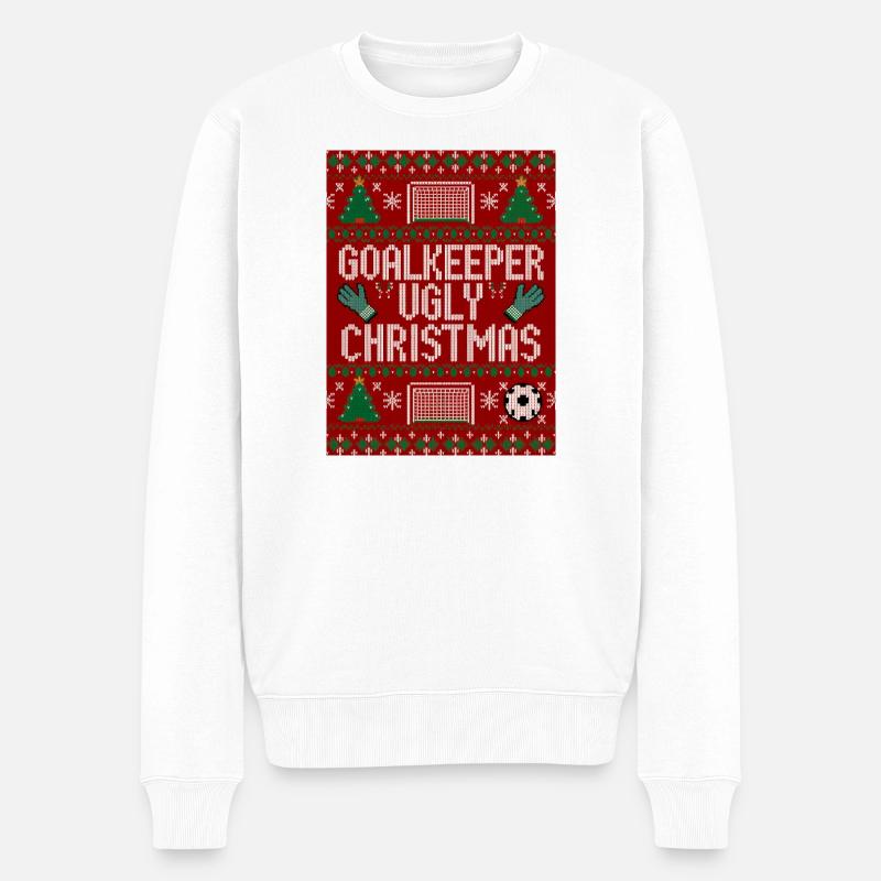Torwart hässlicher Weihnachtspullover Design - Männer Premium Bio Pullover - Weiß
