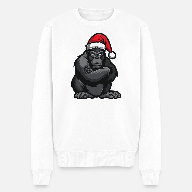 Gorilla Weihnachten - Männer Premium Bio Pullover - Weiß