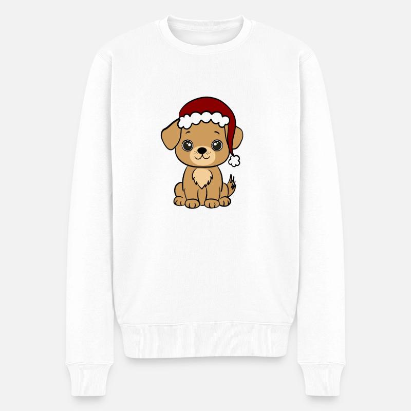 Süßer Santa Hund - Männer Premium Bio Pullover - Weiß