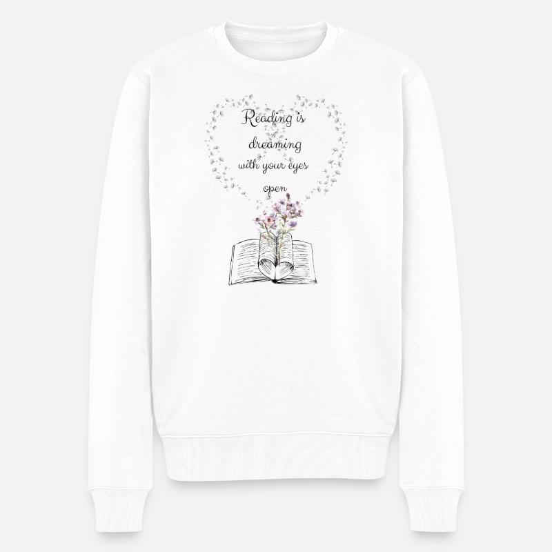 Reading is dreaming - Männer Premium Bio Pullover - Weiß