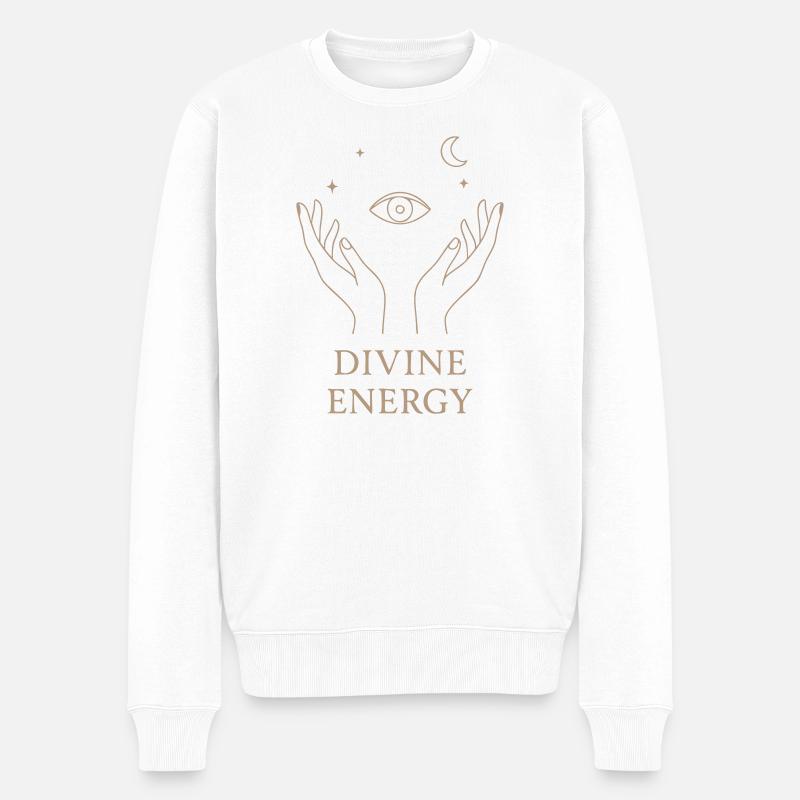 Göttliche Energie-Linienzeichnung - Männer Premium Bio Pullover - Weiß