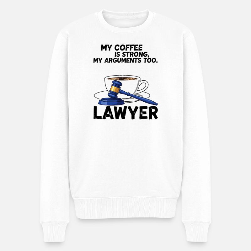 Kaffeejurist Spruch Perfektes Shirt Design Anwalt - Männer Premium Bio Pullover - Weiß