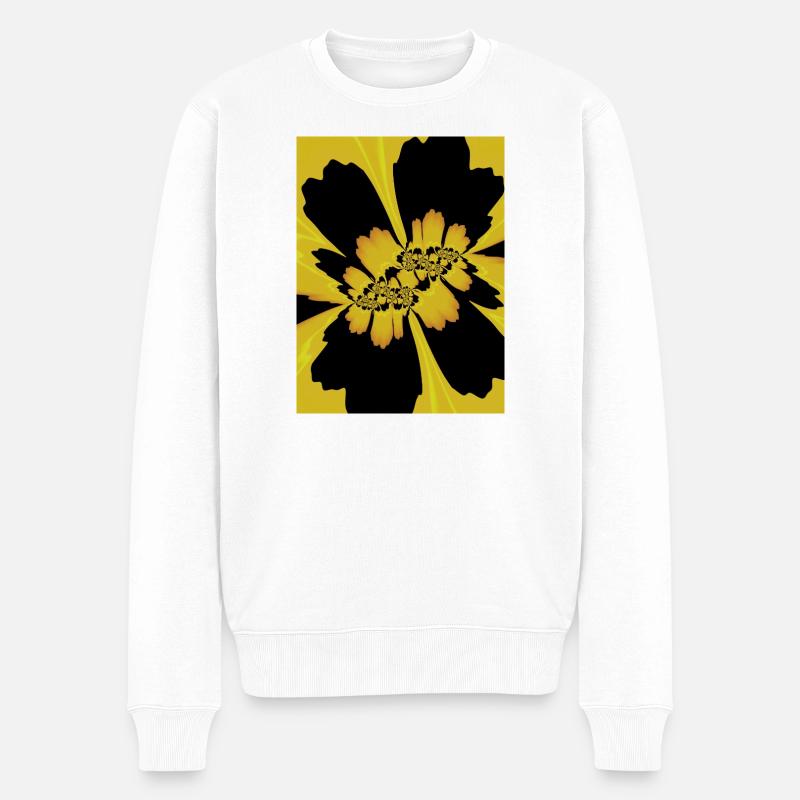 Gelb Schwarz Blume - Männer Premium Bio Pullover - Weiß