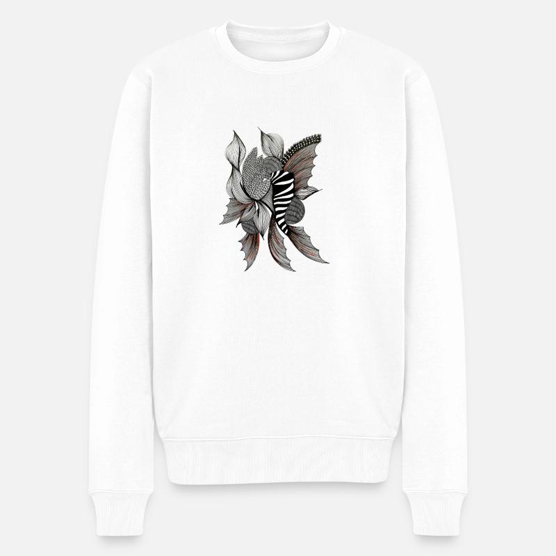 Zebra-Blumenillustration in Schwarzweiß - Männer Premium Bio Pullover - Weiß