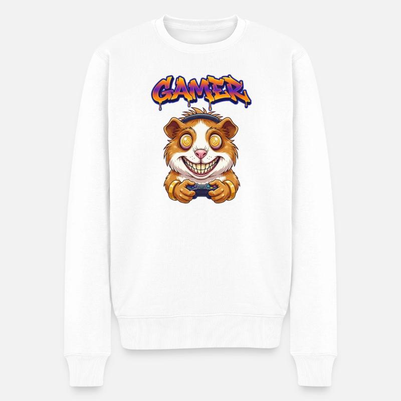 Gamer Hamster Graffiti Tee Gamer Shirt - Männer Premium Bio Pullover - Weiß