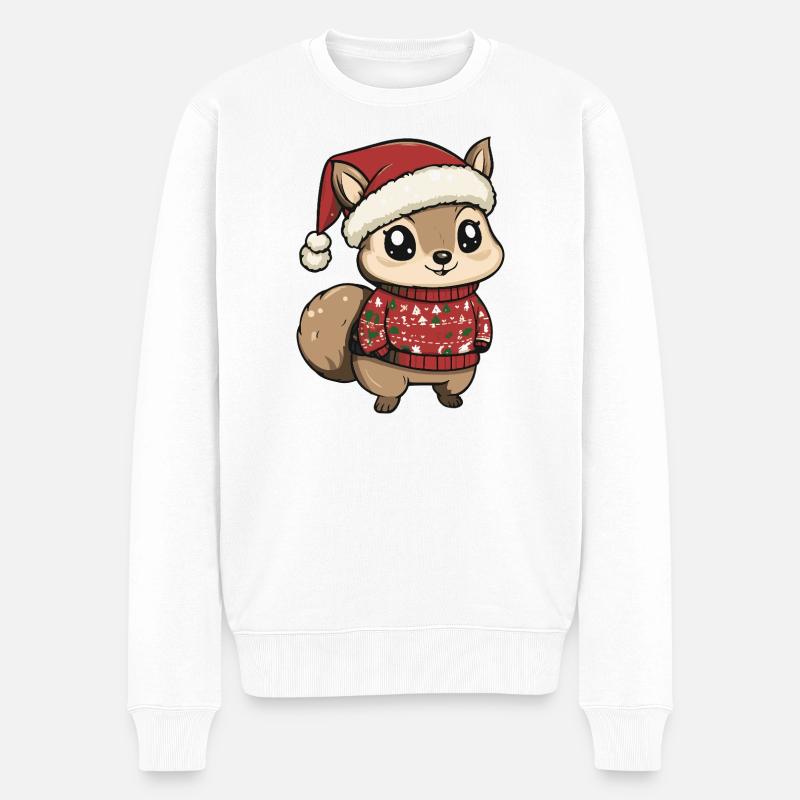 Eichhörnchen Weihnachten Xmas - Männer Premium Bio Pullover - Weiß