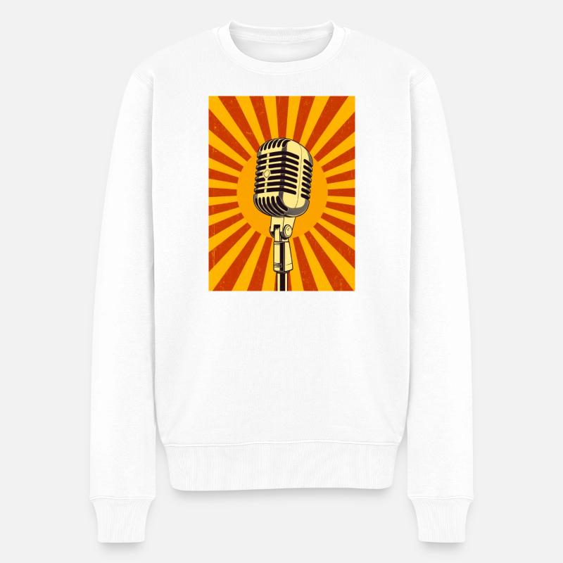 Microphone rétro classique rayonnant d’âme - Pull Premium bio Homme - blanc
