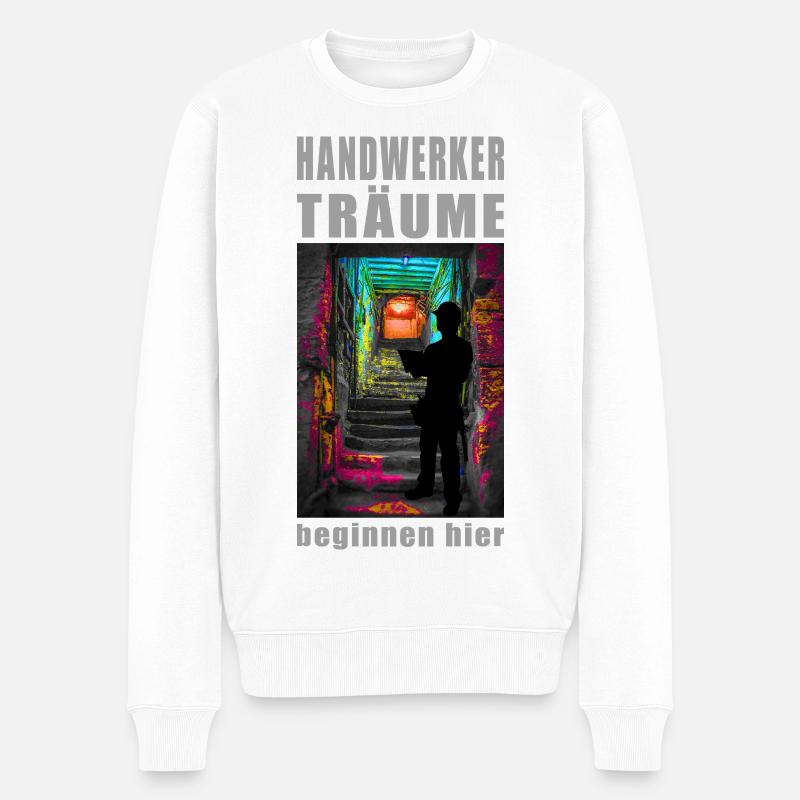 Handwerker Träume: Neonpfad - Männer Premium Bio Pullover - Weiß
