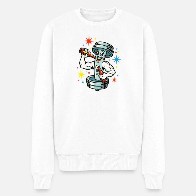 Train hard party harder. - Männer Premium Bio Pullover - Weiß