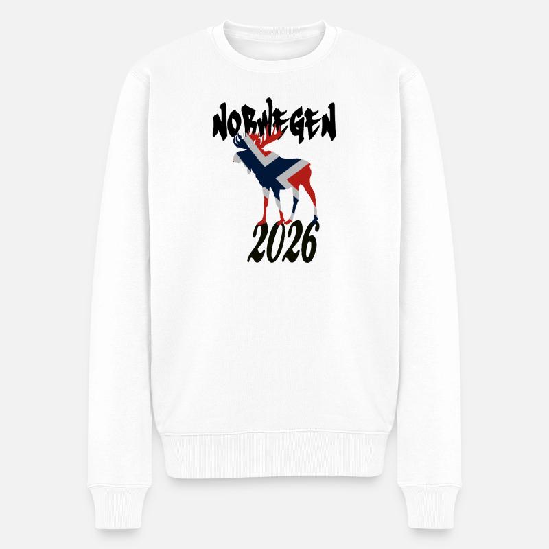 Elch 2026  - Männer Premium Bio Pullover - Weiß