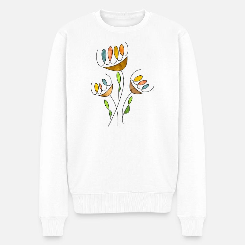 Blumen - Männer Premium Bio Pullover - Weiß