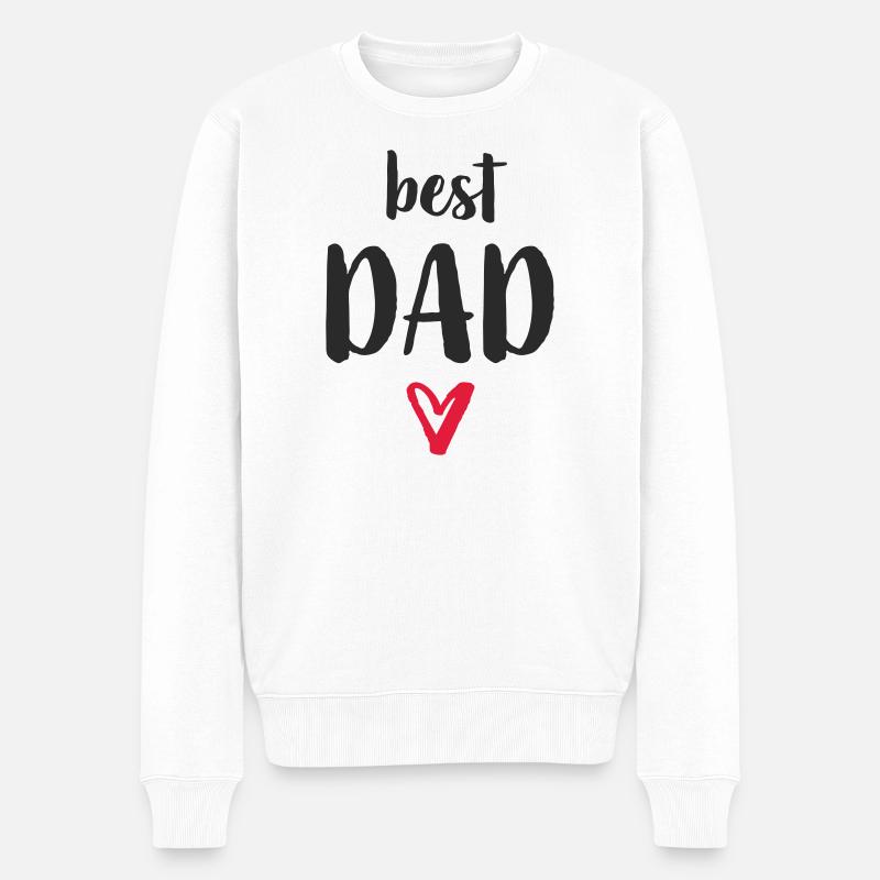 Bester Papa Herz - Männer Premium Bio Pullover - Weiß