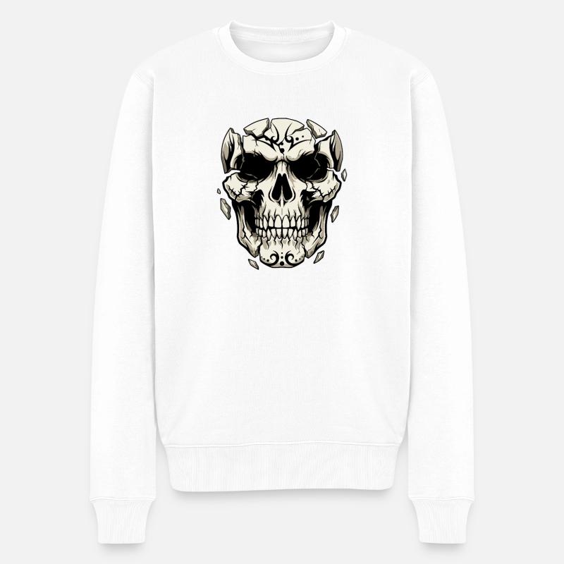 Crâne éclaté – Graphismes gothiques - Pull Premium bio Homme - blanc