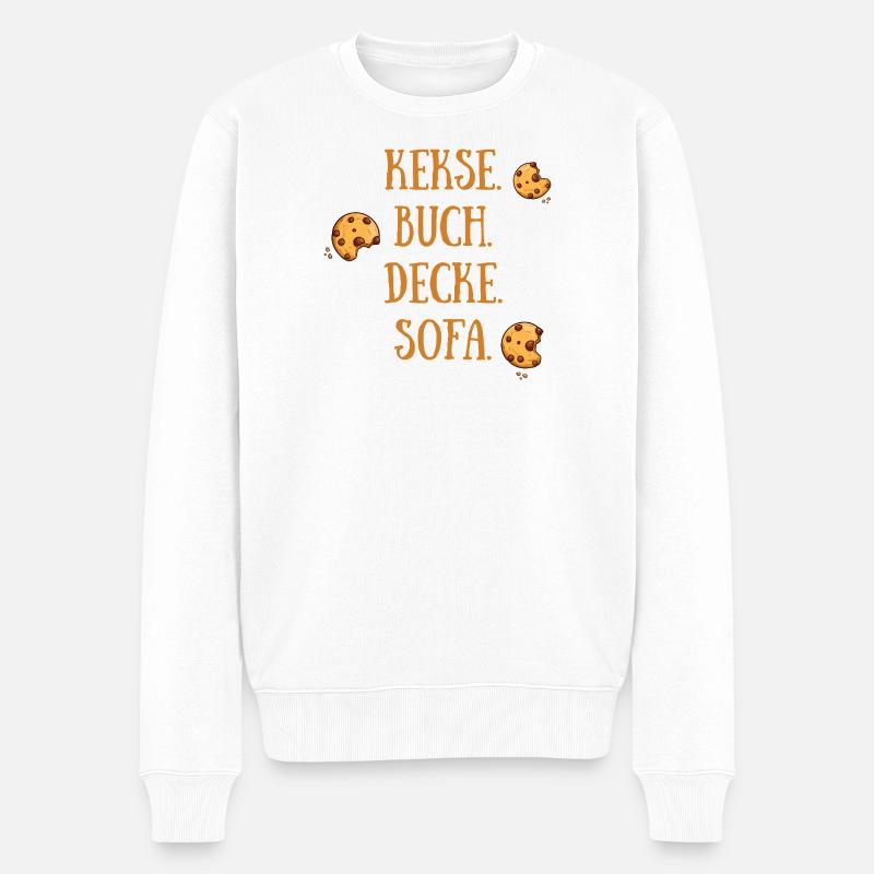 Kekse Buch Decke Sofa - Männer Premium Bio Pullover - Weiß