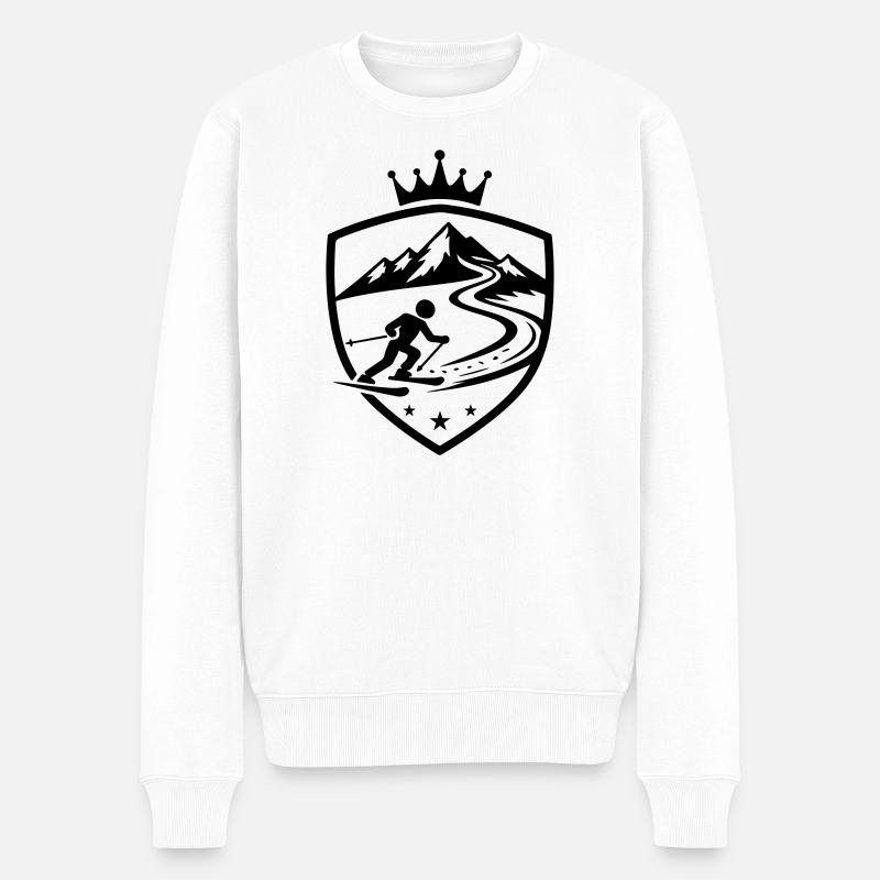 Ski Piste Wappen - Männer Premium Bio Pullover - Weiß