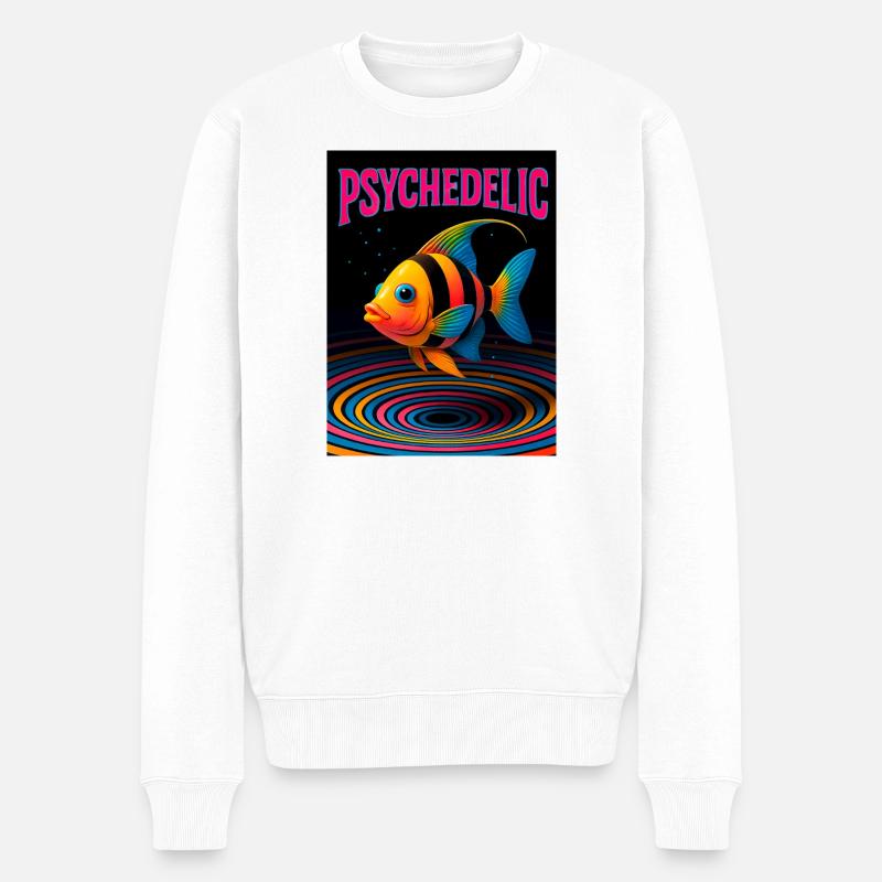 Psychedelic Fish in Spirals - Pull Premium bio Homme - blanc