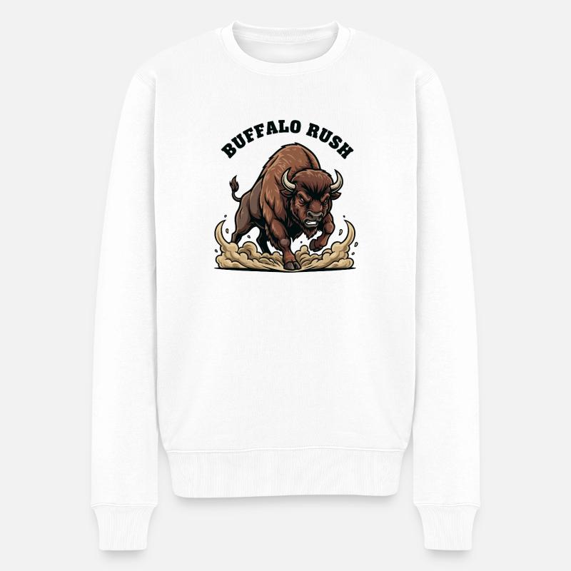 Buffalo Rush Buffle Sauvage Force - Pull Premium bio Homme - blanc
