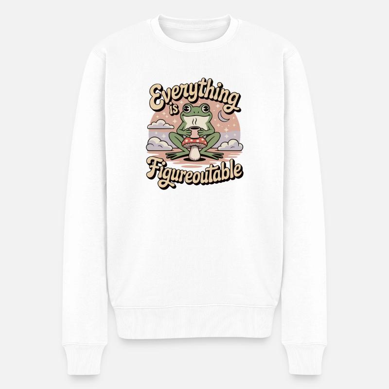 Everything is Figureoutable Frosch - Männer Premium Bio Pullover - Weiß