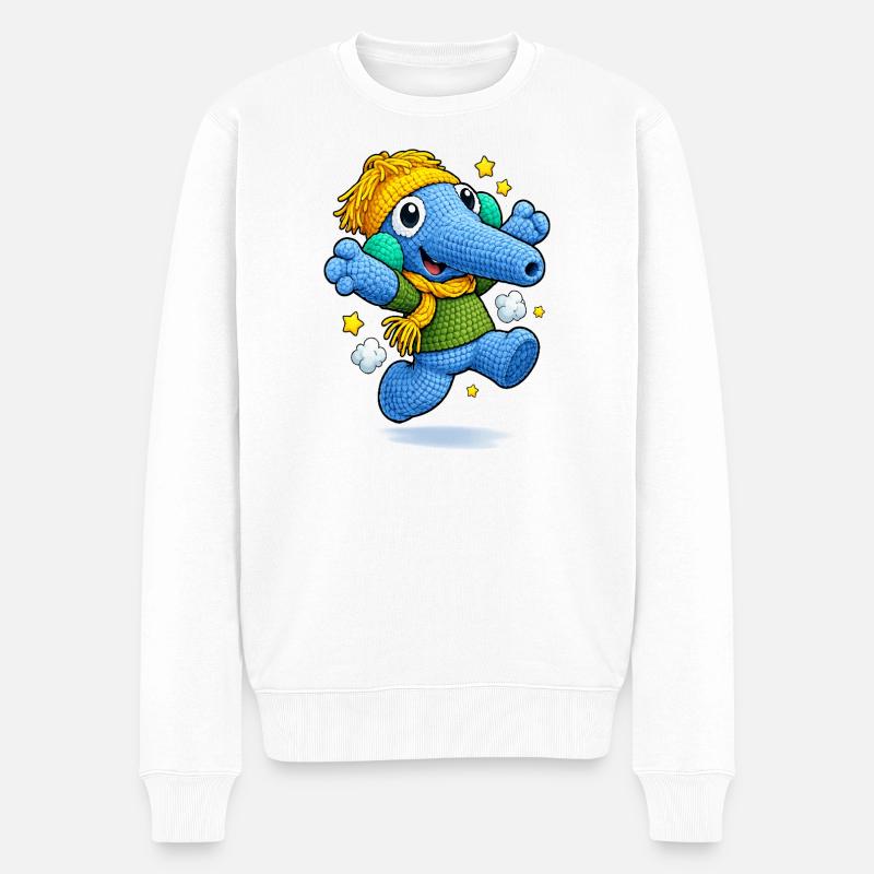 Leo Langnase lachend - Männer Premium Bio Pullover - Weiß