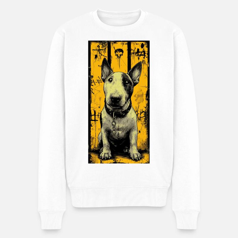 Bullterrier Schädel Grunge - Männer Premium Bio Pullover - Weiß