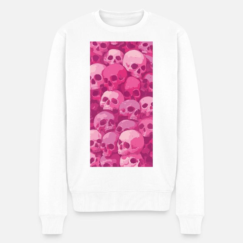 Motif de crâne rose - Pull Premium bio Homme - blanc