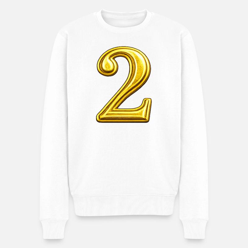 Golden Numeral Two - Design brillant - Pull Premium bio Homme - blanc