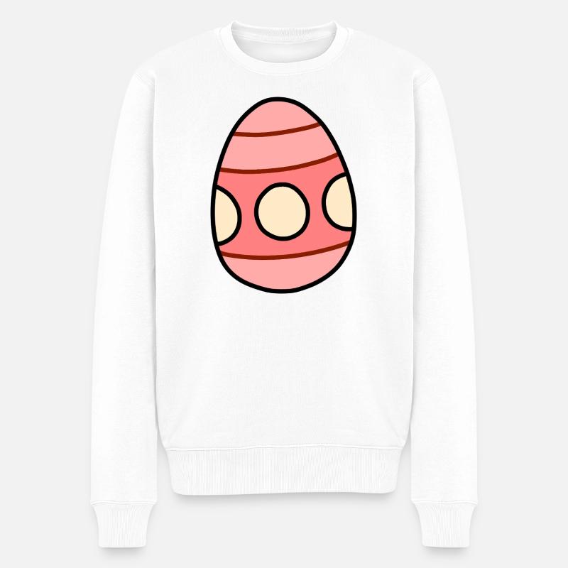 Œuf de Pâques rayé pastel - Pull Premium bio Homme - blanc
