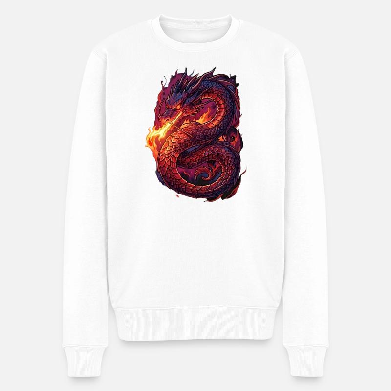 Tempête de Dragon de Feu - Pull Premium bio Homme - blanc