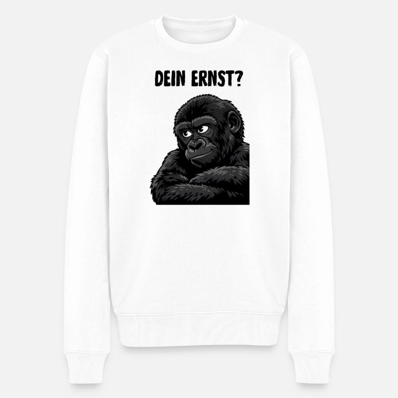 Affe mit skeptischem Blick - dein ernst? - Männer Premium Bio Pullover - Weiß