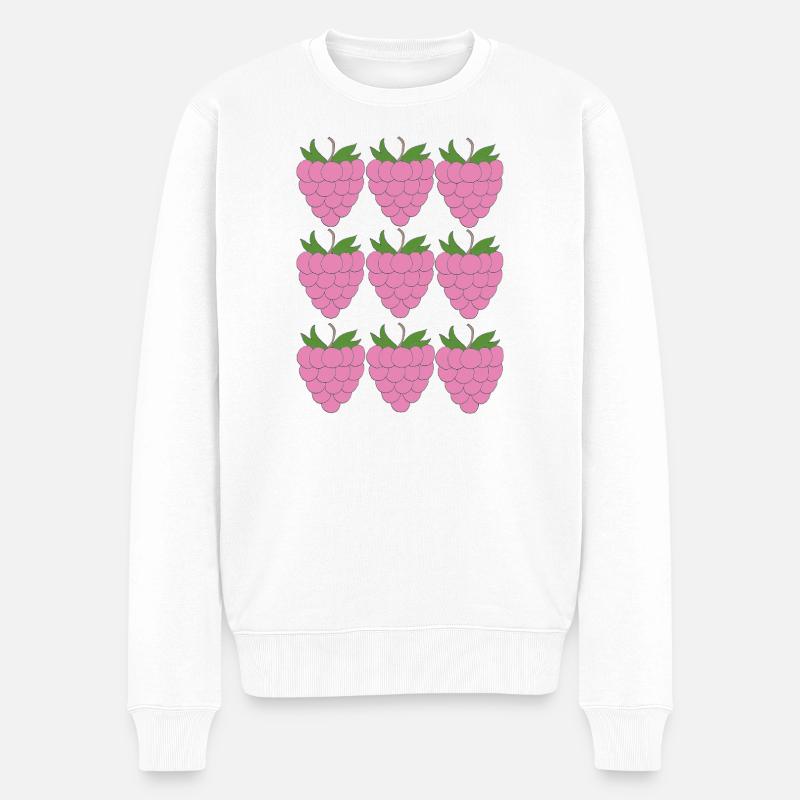 Himbeer Raster Muster - Männer Premium Bio Pullover - Weiß