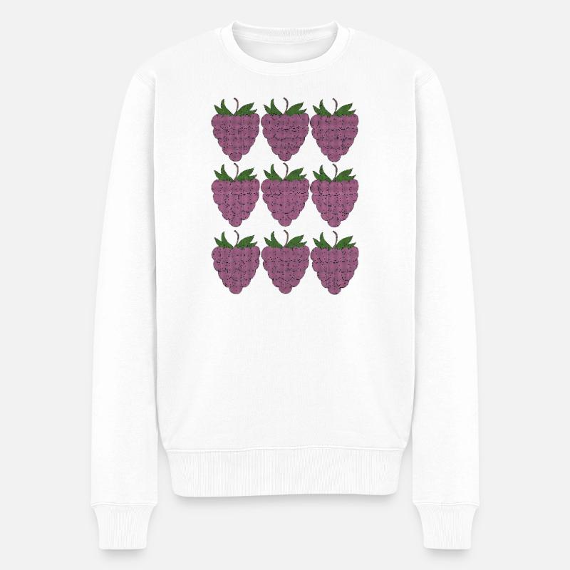 himbeer Muster Textile - Männer Premium Bio Pullover - Weiß