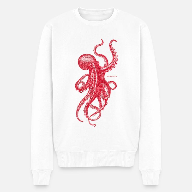 Pieuvre rouge - Pull Premium bio Homme - blanc