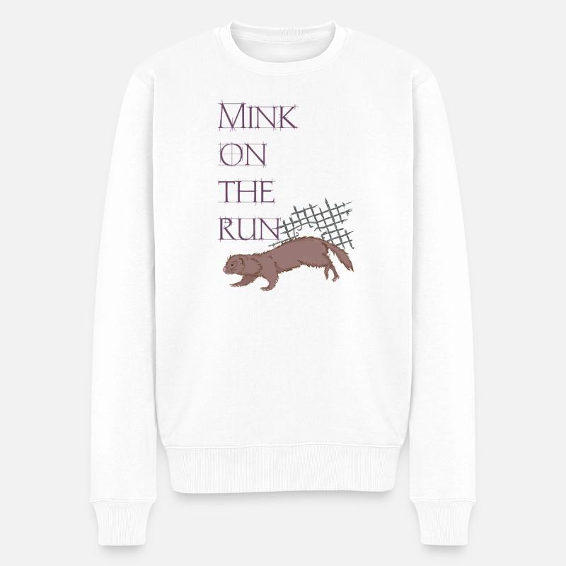 Mink on the run - Männer Premium Bio Pullover - Weiß