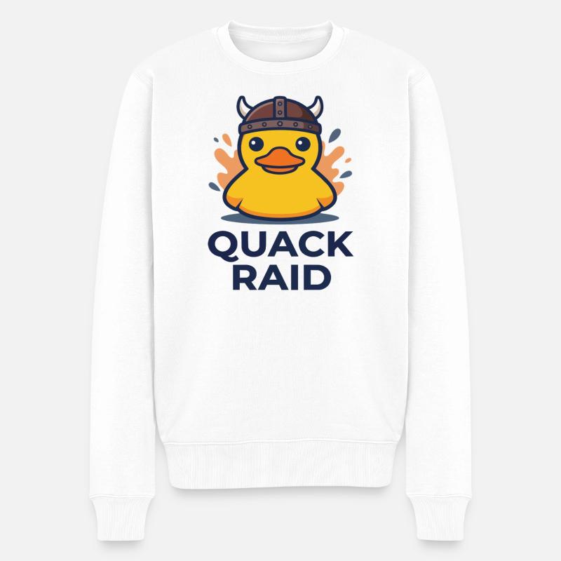 Wikinger-Ente: Quack-Überfall - Männer Premium Bio Pullover - Weiß