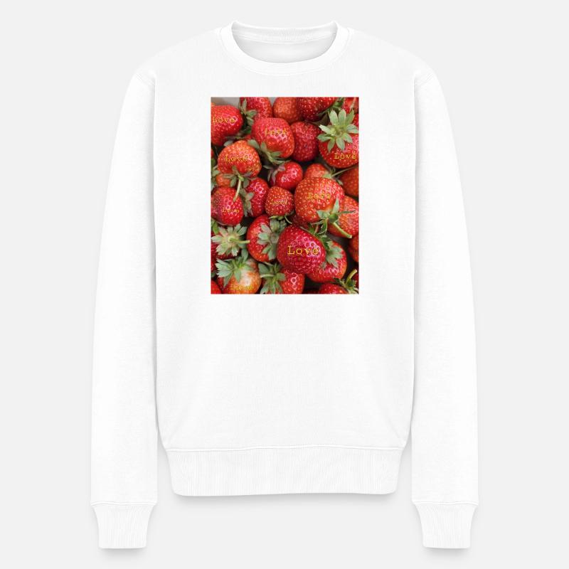 Erdbeeren - Männer Premium Bio Pullover - Weiß