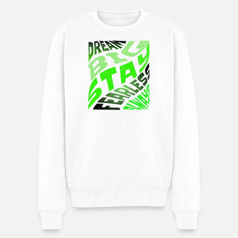 DREAM BIG Neon Typografie - Männer Premium Bio Pullover - Weiß