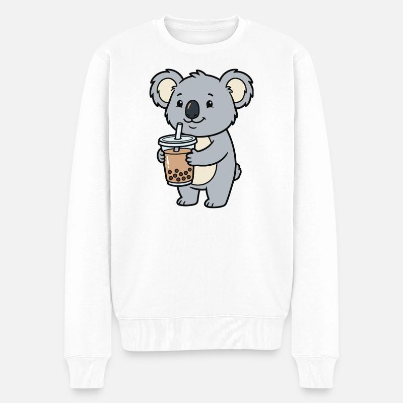 Koala-Bubble-Tea - Männer Premium Bio Pullover - Weiß