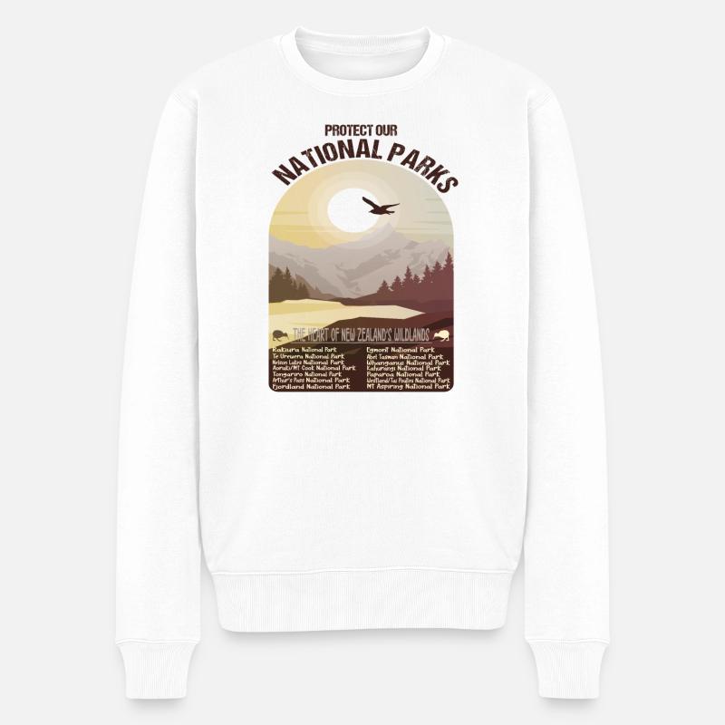National Parks Neuseelands - Männer Premium Bio Pullover - Weiß