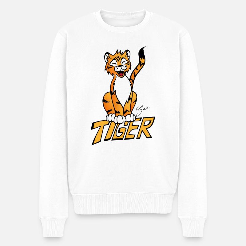 Tiger - Männer Premium Bio Pullover - Weiß