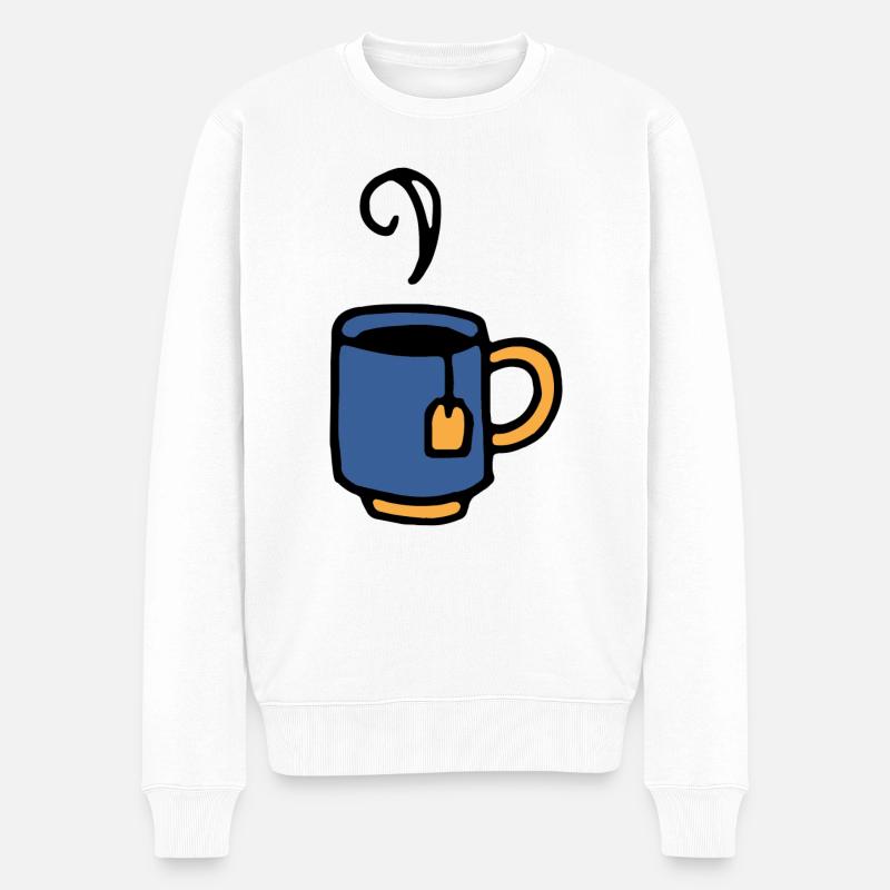 Tasse mit Teebeutel - Männer Premium Bio Pullover - Weiß