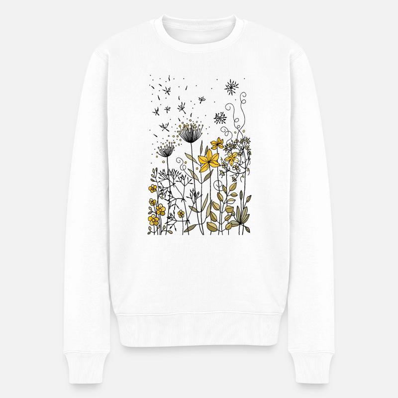 Fleurs - Pull Premium bio Homme - blanc