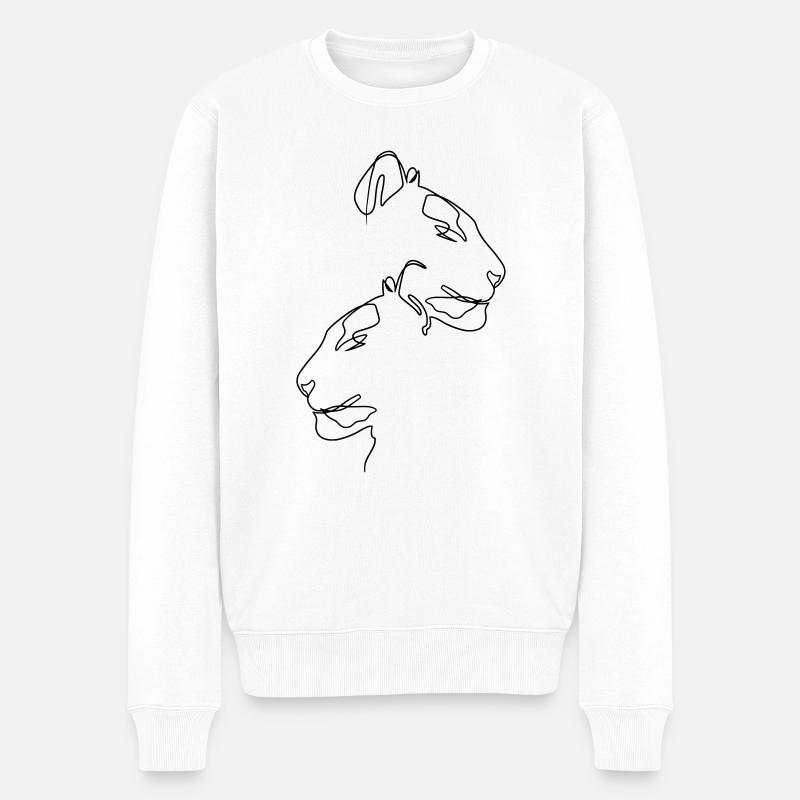 Tiger Kontur Löwe - Männer Premium Bio Pullover - Weiß