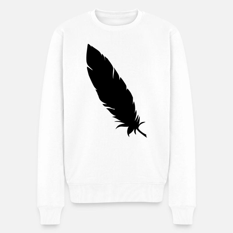 Feder simpel schwarz - Männer Premium Bio Pullover - Weiß