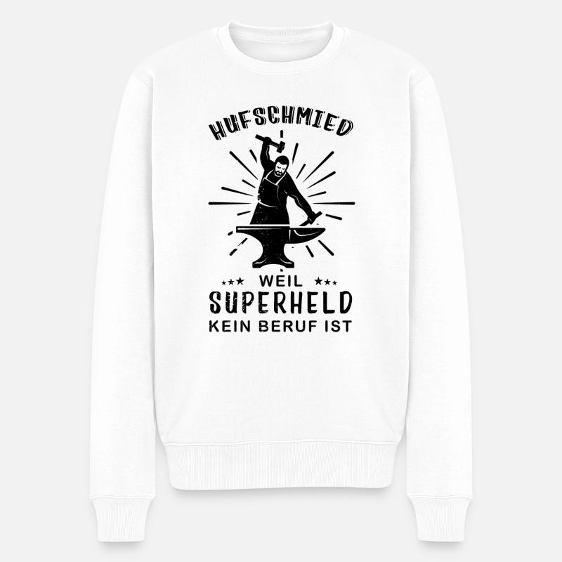 Hufschmied, lustige Sprüche, Hammer, Geschenkidee - Männer Premium Bio Pullover - Weiß