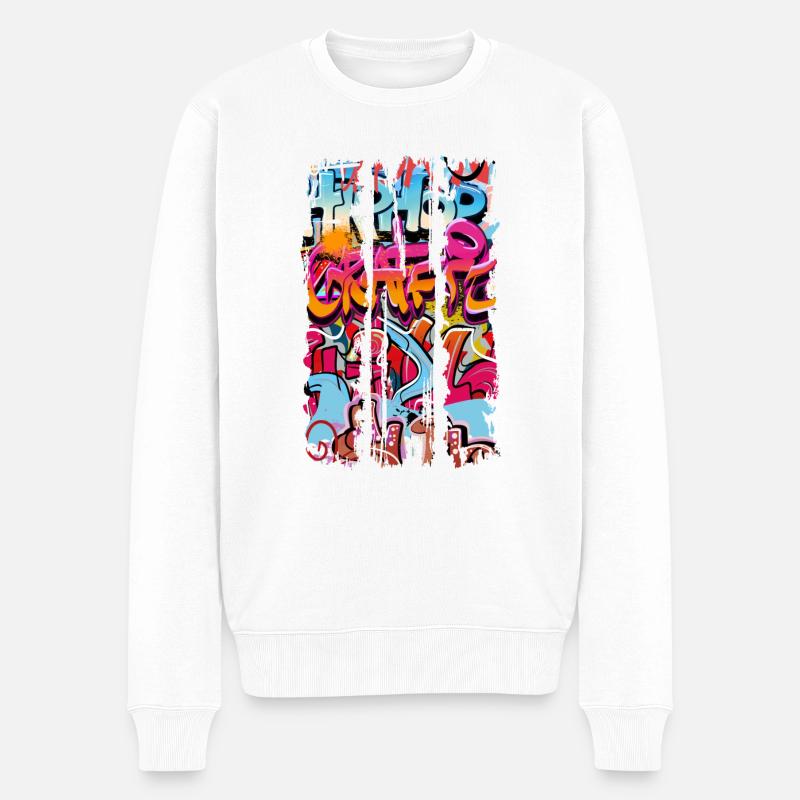 Graffiti - Männer Premium Bio Pullover - Weiß