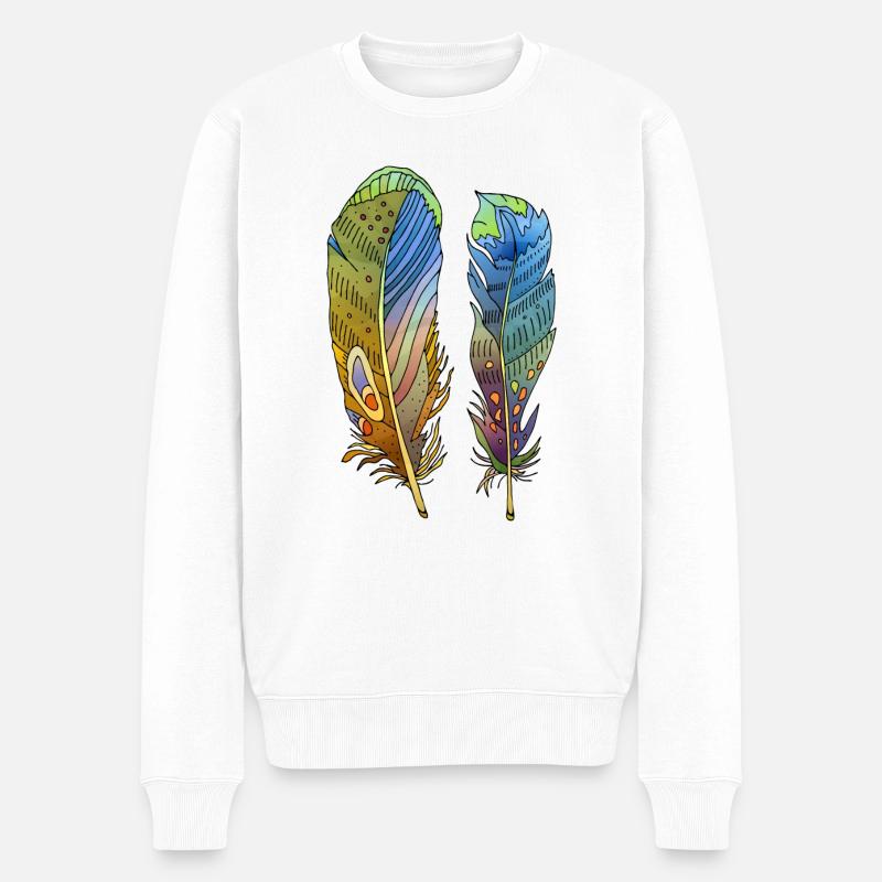 Feder - Männer Premium Bio Pullover - Weiß