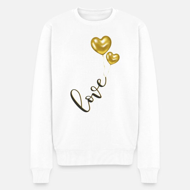 Ballons d’amour Mouches à cœur - Pull Premium bio Homme - blanc