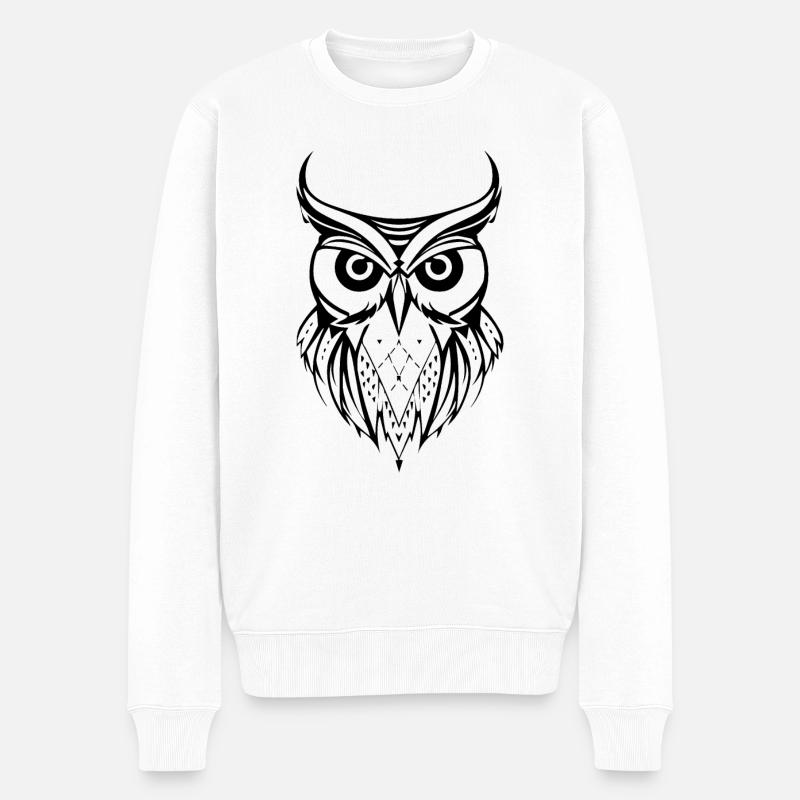 Eule Eulen Vogel Vögel - Männer Premium Bio Pullover - Weiß