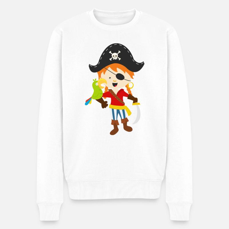 Pirat und Papagei - Männer Premium Bio Pullover - Weiß